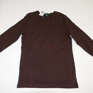 Lauren Ralph Lauren Women's Crewneck Shirt Size Large NWT Brown Long Sleeves L